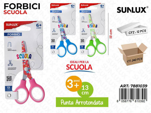 Sunlux - Forbici Scuola Bambini Ass. 13Cm /Pz Da 12** 7881039