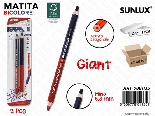 Sunlux - Bl. Matita Bicolore Giant Blu-Rosso 2Pcs /Pz Da 12** 7881135