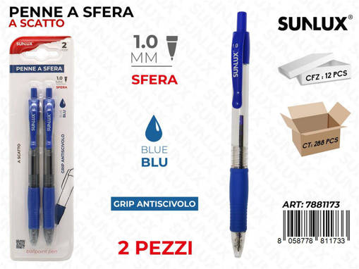 Sunlux - Penna Sfera A Scatto Blu 2Pc /Pz Da 12** 7881173