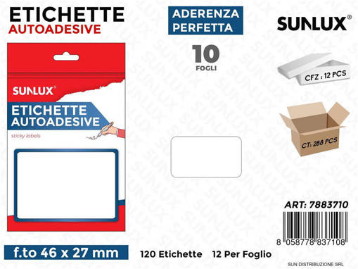 Sunlux - Etichette Adesive 120Pc-46*27Mm 10Ff /Pz Da 12**Cfz 7883710