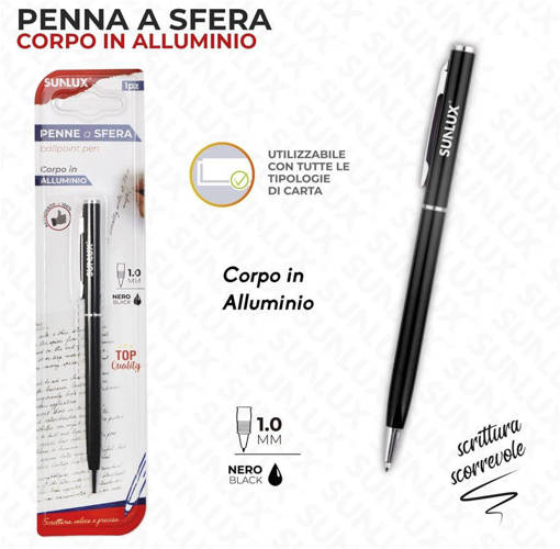 Sunlux - Penna A Sfera Corpo Allum. Nero 1.0 Mm 7884264