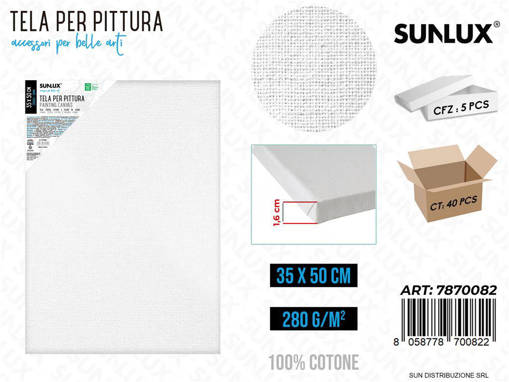 Sunlux - Tela Per Pittura 35*50Cm 16Mm 280Gr /Pz Da 5** 7870082