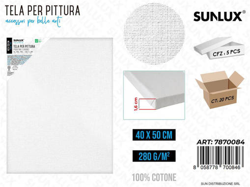 Sunlux - Tela Per Pittura 40*50 Cm 16Mm 280Gr /Pz Da 5** 7870084