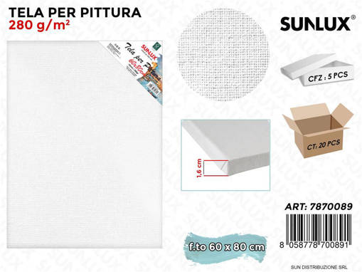 Sunlux - Tela Per Pittura 60*80 Cm 16Mm 280Gr /Pz Da 5** 7870089