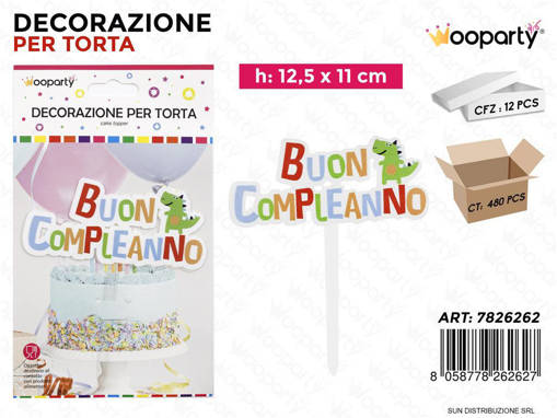 Wooparty Dec. Per Torta Buon Compl. 12.5*11Cm /Pz Da 12**