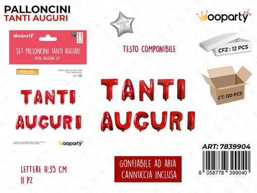 Wooparty Palloncini Tanti Auguri Metal. Rosso 35Cm /Pz Da 12**