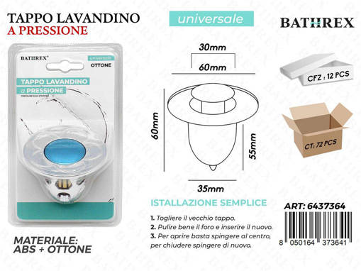 Bathrex Tappo Lavandino Pop Up Ottone