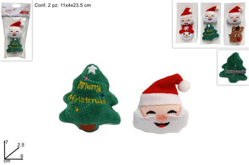 Peluche Personaggi Natalizi Con Pinzetta Set 2 Pz Ass