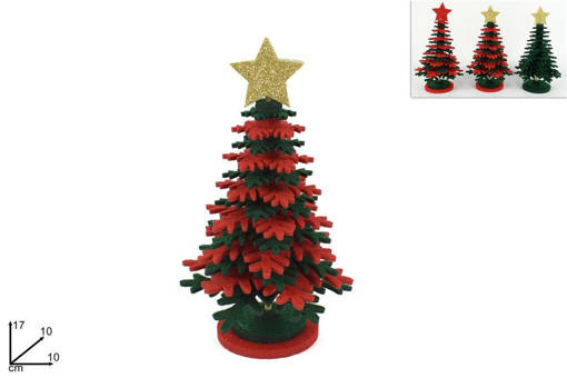 Albero Feltro Verde-Rosso Cm 17 3Ass