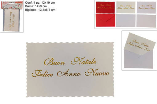 Biglietti Auguri 8,5X13,5 C/Buste 4 Pz "Buon Natale" 3 Col