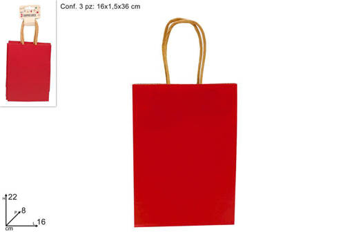 Busta Carta Rossa 16X22X8Cm Set 3Pz