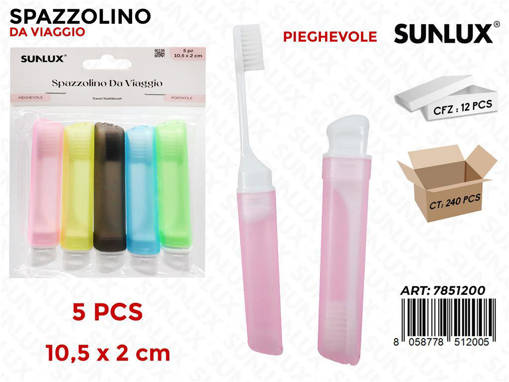 5PZ SPAZZOLINI DA VIAGGIO PIEGHEVOLI 