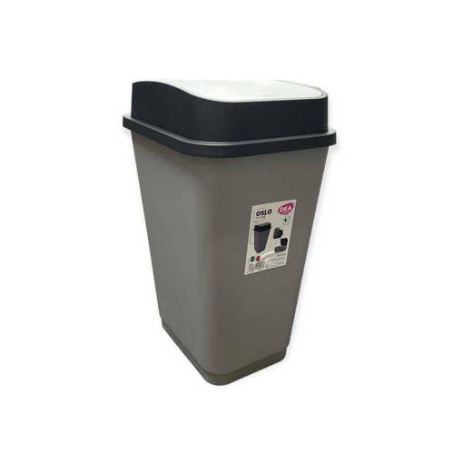 Pattumiera Oslo 50L - Art. 492 - Dea Home  Nero/Alluminio