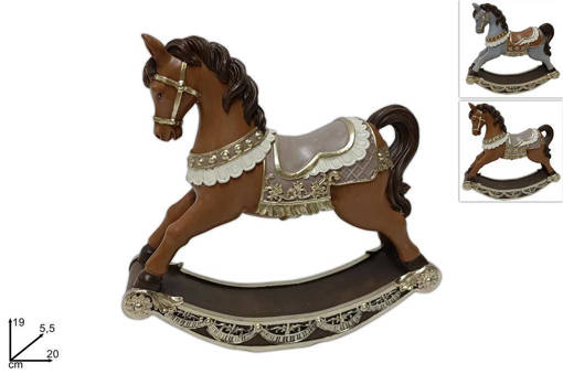 Cavallo A Dondolo 20Cm Con Decori Oro 2Col