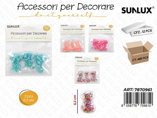 Sunlux Accessori Per Decorare 1 Confezione 3 Pezzi Colori Assortiti 5.3 Cm