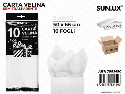 Sunlux - Carta Velina Bianca 50*66 Cm 10Ff /Pz Da 12** 7883450