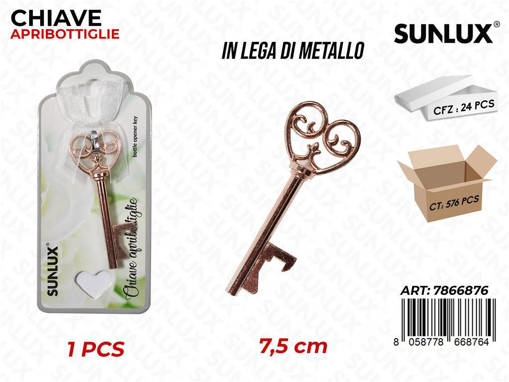 SUNLUX CHIAVE APRIBOTTIGLIE METALLO 7.5CM /PZ DA 24**