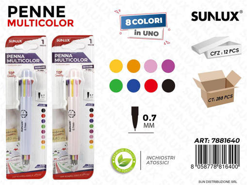 Sunlux - Bl.Penna Multicolor 8Col. 0.7Mm Col. Asspz Da 12** 7881640
