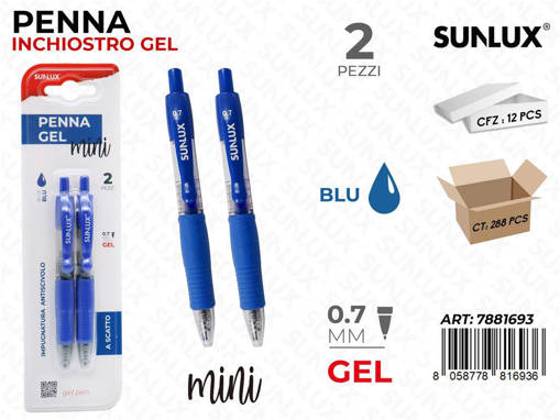 Sunlux - Penna A Scatto Gel Mini Blu 0.7Mm 2Pcs /Pz Da 12** 7881693