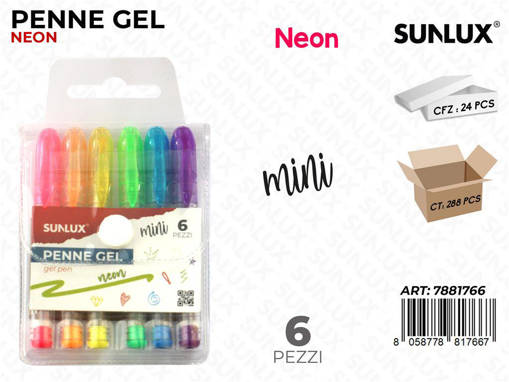Sunlux - Penne Gel Mini Neon 6Pcs /Pz Da 24** 7881766