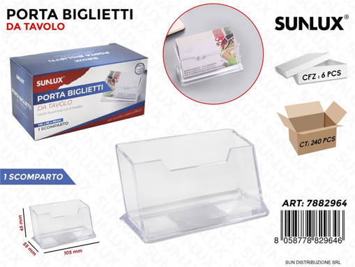 Sunlux - Porta Biglietti Da Tavolo 1 Scomp. 105*45*55Mm /Pz Da 6** 7882964