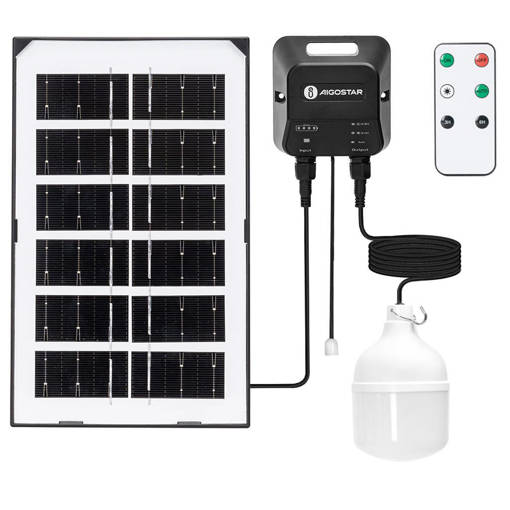 Aigostar Lampadina solare con accumulatore fotovoltaico 35W 6500K