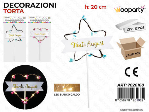 DEC TORTA LED BIA CALDO TANTI ULAUGURI 20CM