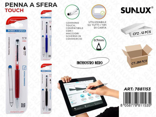 Sunlux - Penna A Sfera Nero C/ Gomm. Touch 0.7Mm /Pz Da 12** 7881153