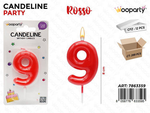 Wooparty Candeline Rosso N.9 8Cm/Pz Da 12**