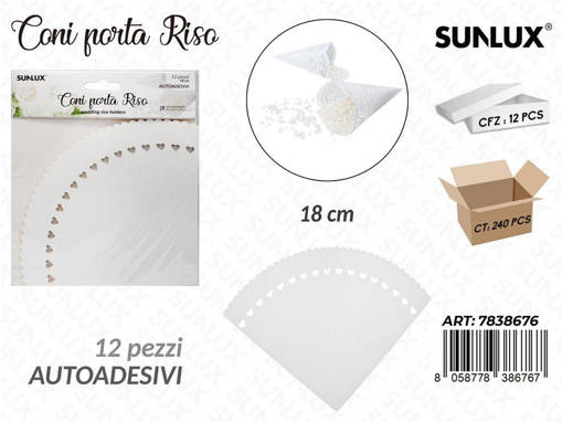 Sunlux Coni Porta Riso Autoadv. 12Pcs 18Cm/ Pz Da 12**