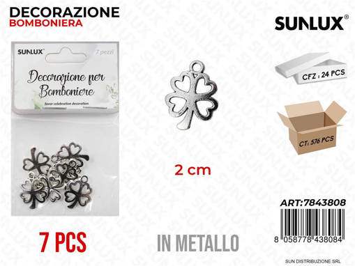 Dec. Bomboniere Metallo Quadrifoglio 7Pcs 2Cm /Pz Da 24**