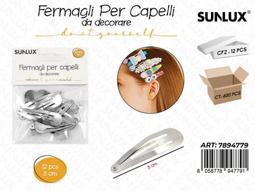 Sunlux Fermagli Capelli Da Dec. 12Pcs 5Cm /Pz Da 12**