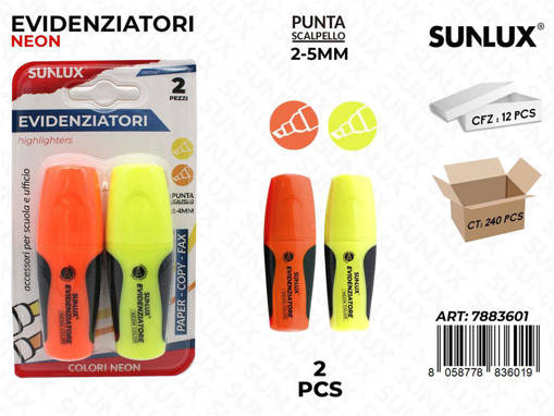 Sunlux - Bl. Evidenziatori Mini Ass. Neon 2-5Mm 2Pcs /Pz Da 12** 7883601