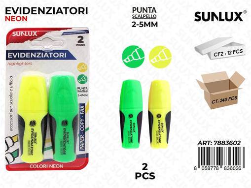 Sunlux - Bl. Evidenziatori Mini Ass. Neon 2-5Mm 2Pcs /Pz Da 12** 7883602