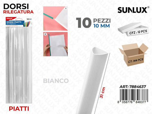 Sunlux - Dorsi Piatti Rilegatura Bia. 10Pcs 10Mm*31Cm /Pz Da 12** 7884637