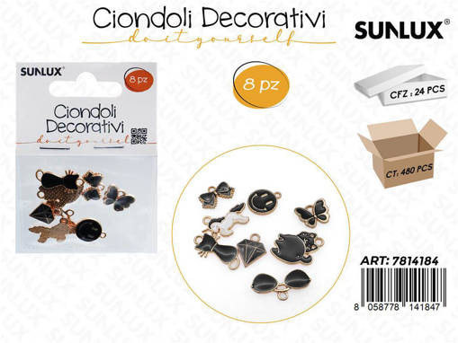 Sunlux Ciondoli Dec. Nero 8Pcs Ass.