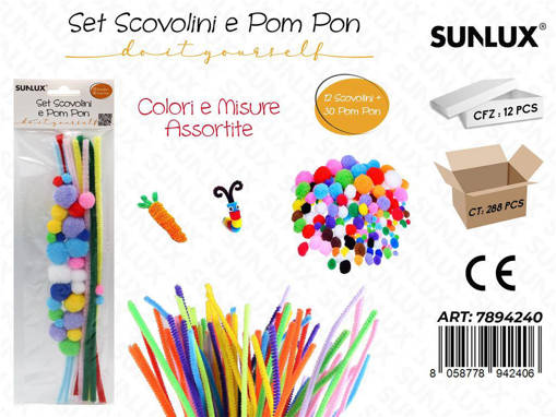 Set 12Scovolini E 30Pom Pon Ass. /Pz Da 12**