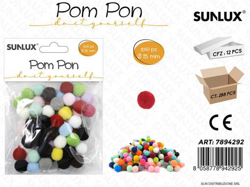Pom Pon Colori Ass. 60Pcs D.15Mm /Pz Da 12**