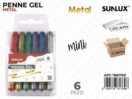 Sunlux - Penne Gel Mini Metal 6Pcs /Pz Da 24** 7881769