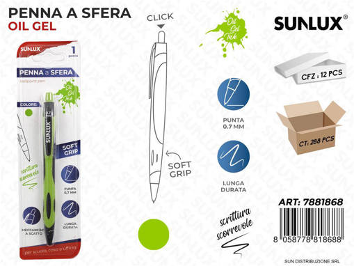 Sunlux - Bl. Penna A Sfera Click Ad Olio Verde 0.7Mm /Pz Da 12** 7881868