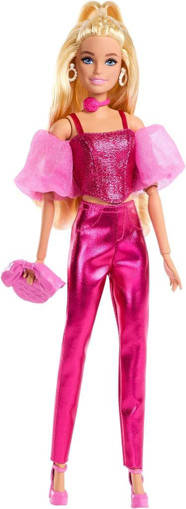 Mattel - Barbie - Barbie Fashionista Deluxe Metallic Bionda con Vestito Rosa JFP40
