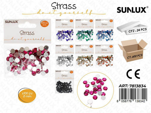 Sunlux Strass Col. Ass. 100Pcs 8Mm / Pz Da 24**