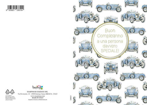Marpimar - Compleanno Maschile Macchine Vintage Foil Oro E Rilievo LOE15