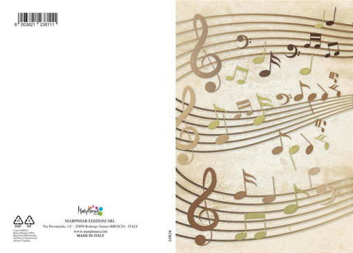 Marpimar - Tanti Auguri Maschile Note Musicali Foil Oro E Rilievo LOE16