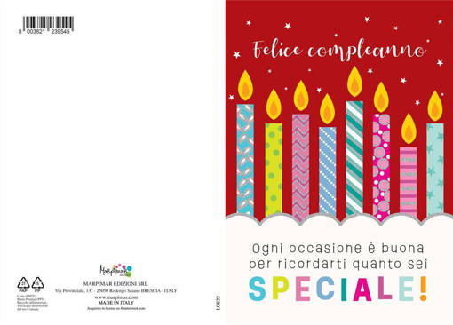 Marpimar - Compleanno Candeline Fondo Rosso Foil Olografico LOE22