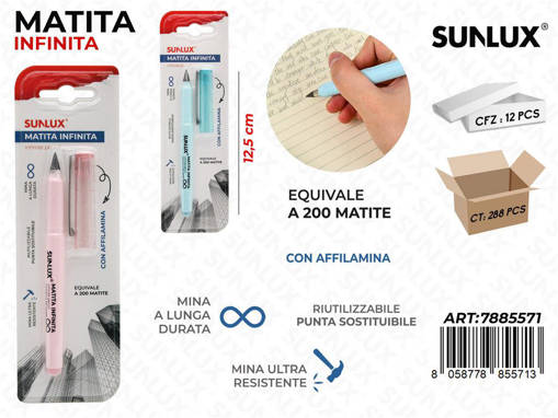 Sunlux - Sunlux Matita Infinita Col. Ass. 12.5Cm /Pz Da 12** 7885571