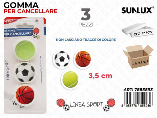 Sunlux - Sunlux Gomma Per Cancell. L.Sport 3Pcs 3.5Cm /Pz Da 12** 7885893