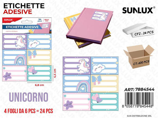 Sunlux - Etichette Adv Unicorno 24Pcs Ass. 6.8*4.4Cm/ Pz Da 24** 7884544