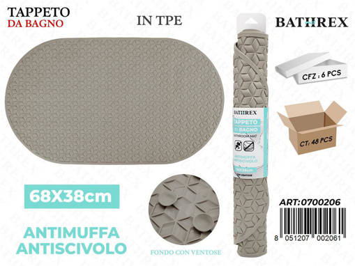 Bathrex Tappeto Da Bagno 68*38Cm Ovale Beige