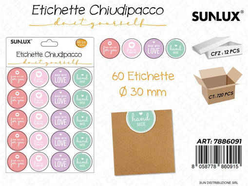 Etichette Chiudipacco D.30Mm 60Pcs Ass. /Pz Da 12**